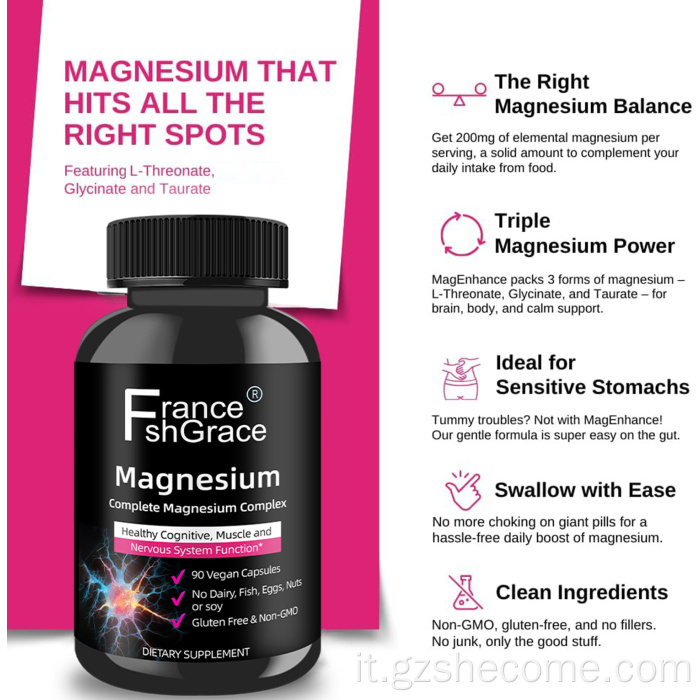 Supporto cognitivo delle capsule Shecome Magnesium Complex